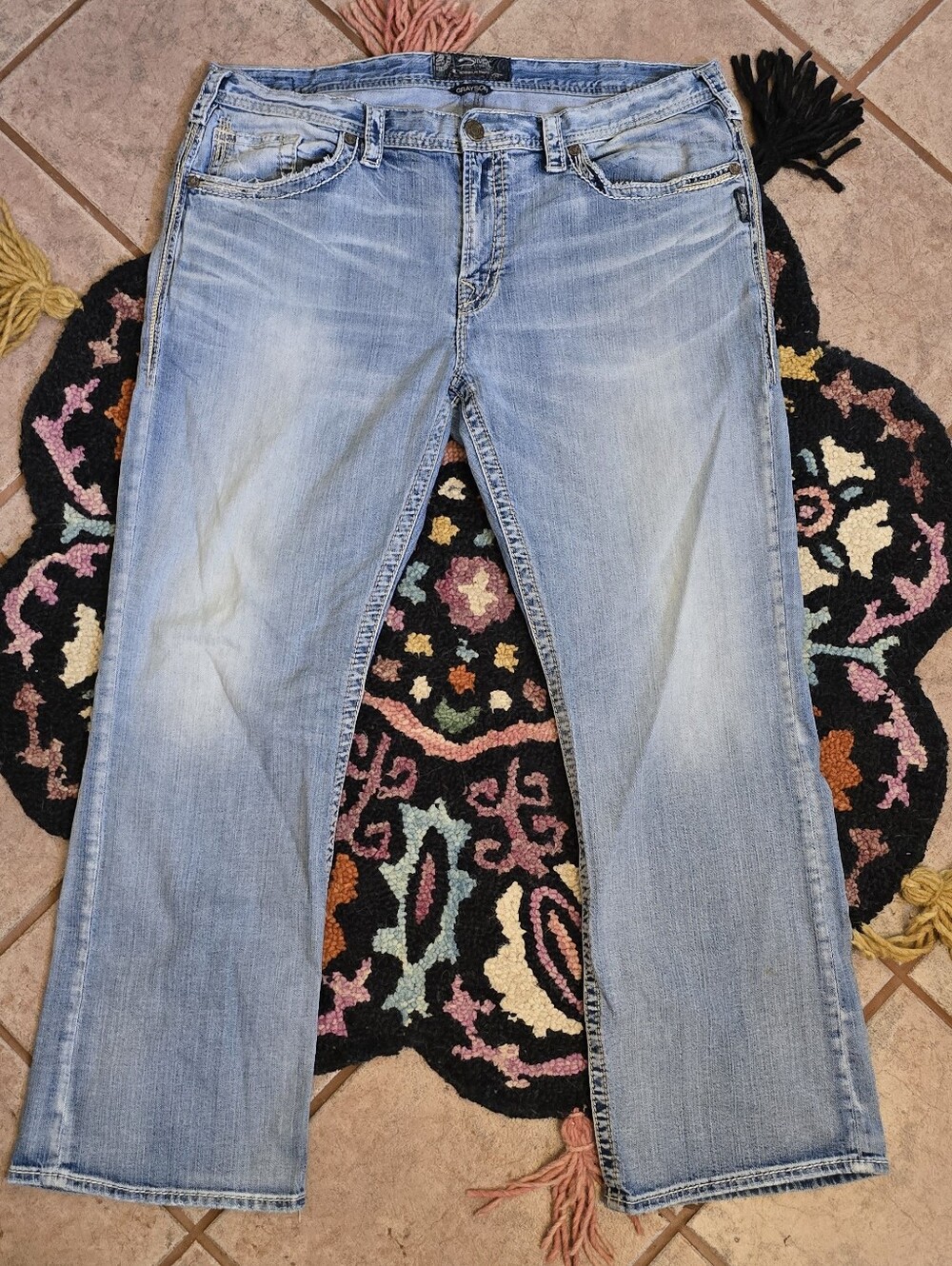 🔥🔥Silver Jeans Co Mens Light Wash Baggy Grayson Jeans Size 40W X 32L🔥🔥 Skate